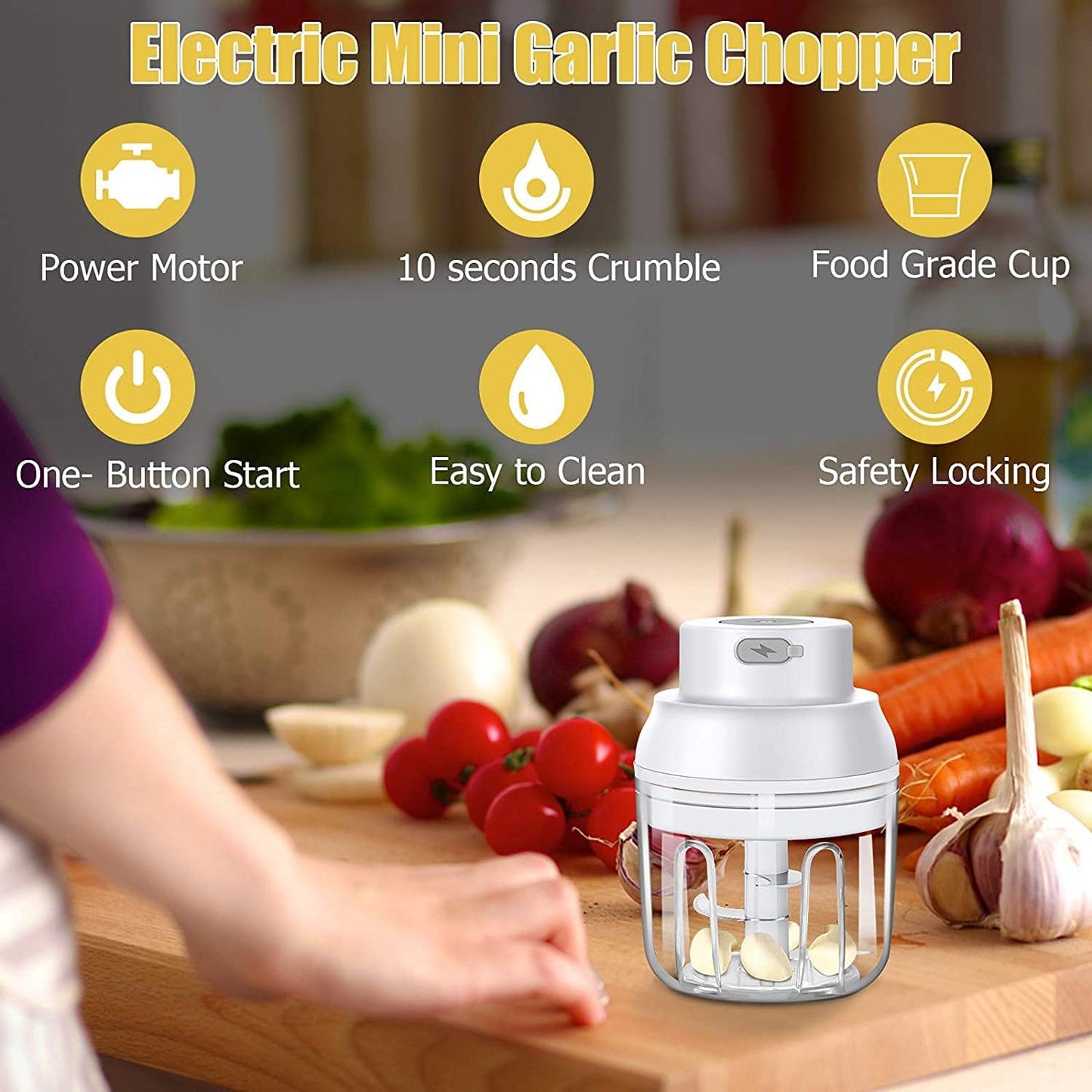 Electric Garlic Chopper, Ripamedar 45W Powerful Motor P