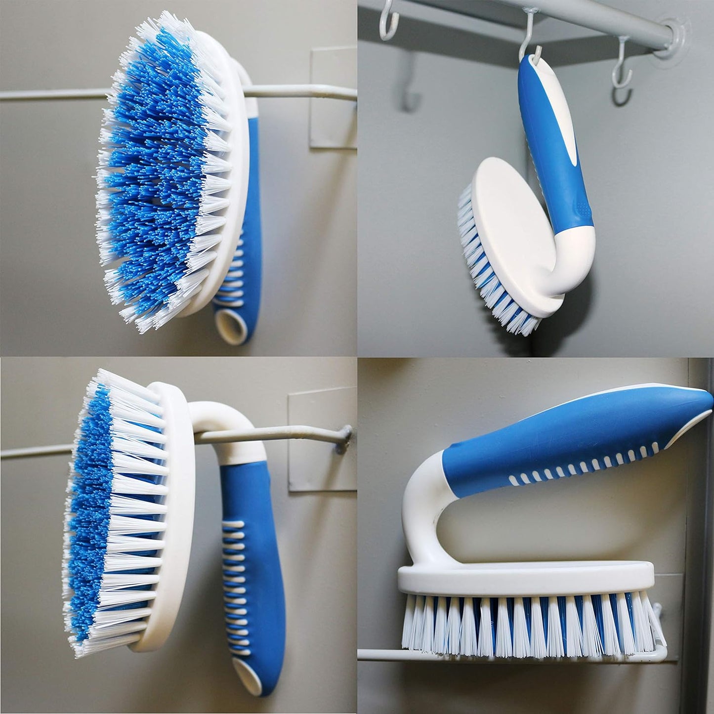 2-Pack Stiff Bristle Scrub Brushes for Versatile Cleaning of Carpets, Showers, Bathtubs, Kitchen Surfaces, Pool Tiles, and Bathrooms