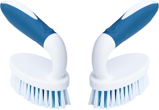 2-Pack Stiff Bristle Scrub Brushes for Versatile Cleaning of Carpets, Showers, Bathtubs, Kitchen Surfaces, Pool Tiles, and Bathrooms