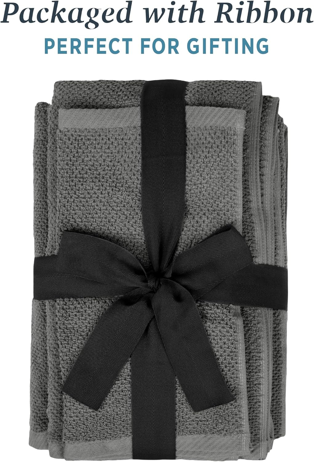 Franklin Premium 6-Pack Charcoal Hand Towels with Popcorn Texture - Luxurious Hotel & Spa Quality, Soft and Absorbent 600 GSM 100% Cotton