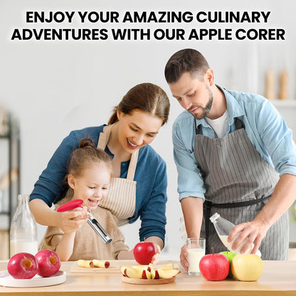 Premium Stainless Steel Apple Corer Tool - Effortless Core Removal with Sharp Serrated Blades - Easy to Clean and Use - Ideal for Apples and Pears (Red)