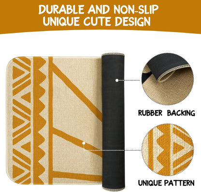 Set of 2 Bohemian Kitchen Mats, Modern Farmhouse Non-Skid Washable Rugs with Rubber Backing for Kitchen Decor (17" x 47" & 17" x 30")