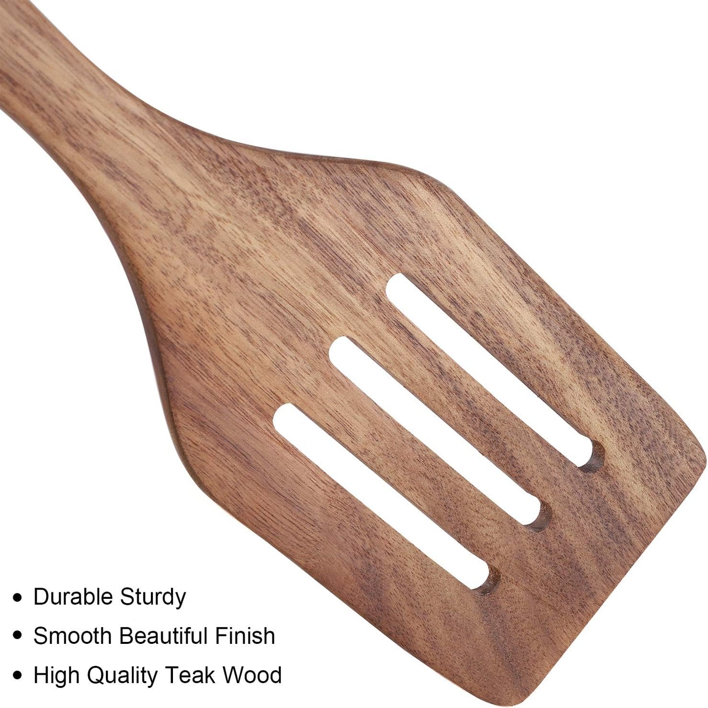 4-Piece Wooden Cooking Utensils Set for Non-Stick Cookware: Includes Spatula, Fork, Turner, Ladle, and Strainer Spoons