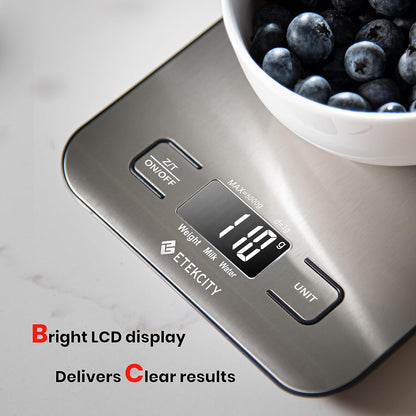 Food Kitchen Scale, Digital Grams and Ounces, 11Lb | Tare Function, Ideal for Baking, Weight Loss, Keto, Meal Prep, Packages, Liquids and Jewelry, 304 Stainless Steel
