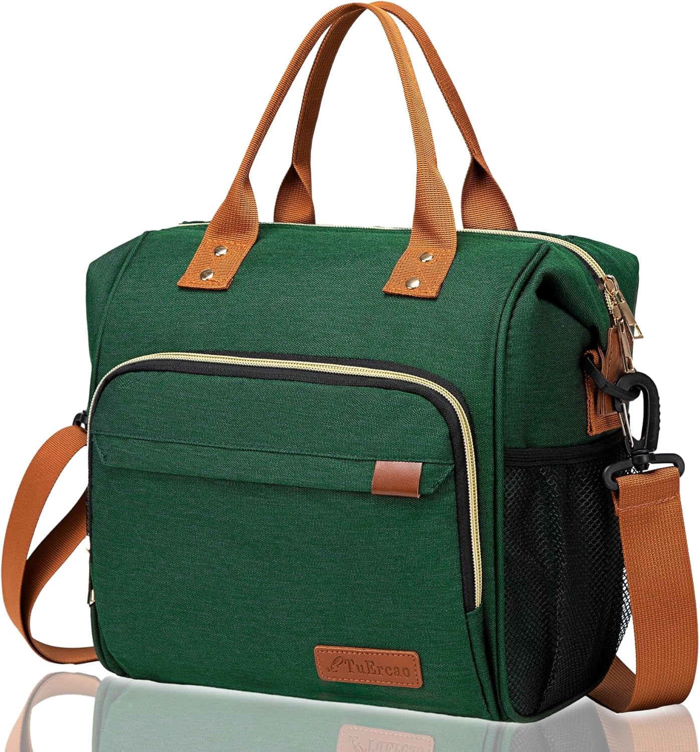Insulated Lunch Bag for Adults - Leakproof Soft Cooler for Work, Beach, and Picnic, Dark Green
