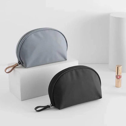 Half Moon Cosmetic Beauty Bag - Travel Makeup Pouch for Women and Girls (Grey-Blue)