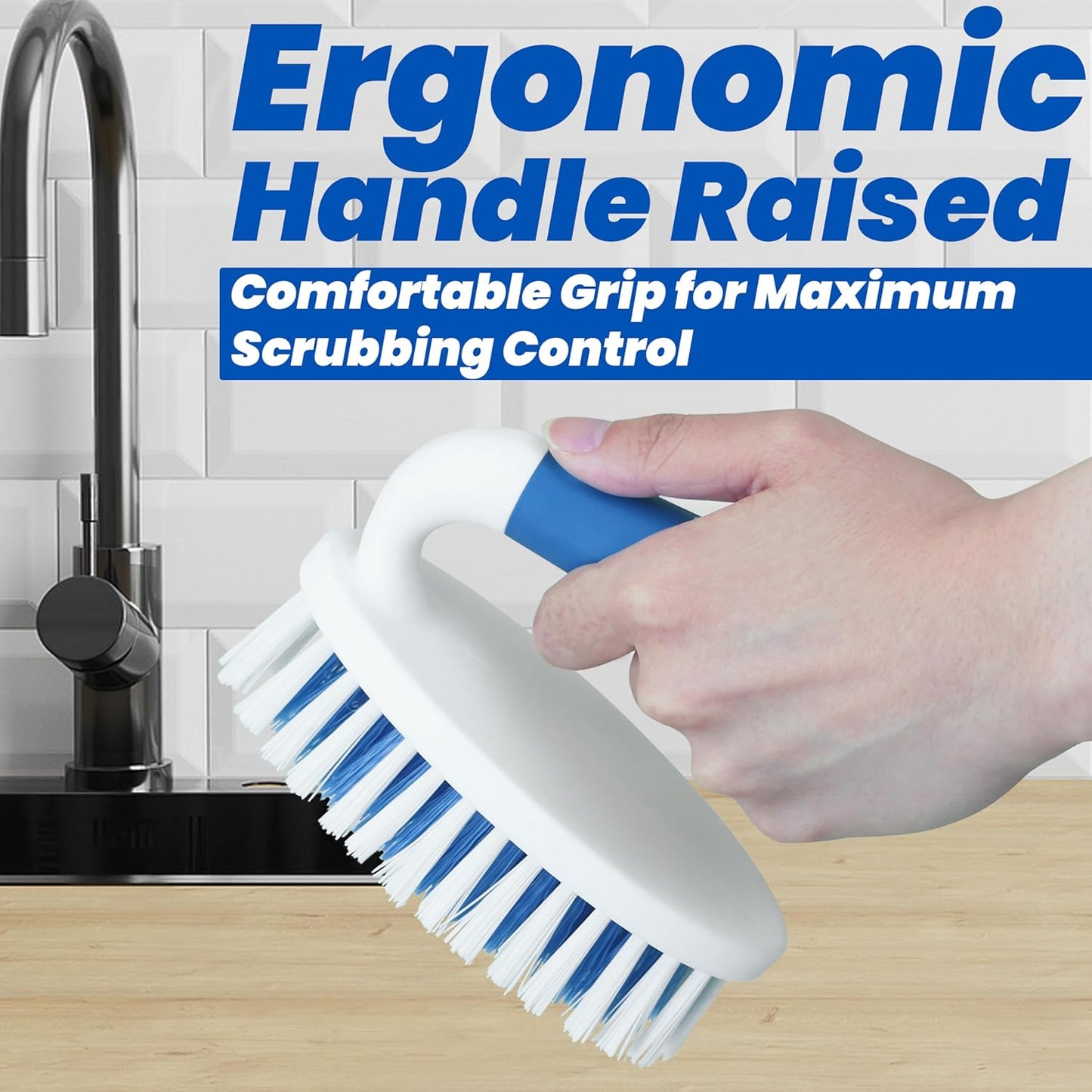 2-Pack Stiff Bristle Scrub Brushes for Versatile Cleaning of Carpets, Showers, Bathtubs, Kitchen Surfaces, Pool Tiles, and Bathrooms
