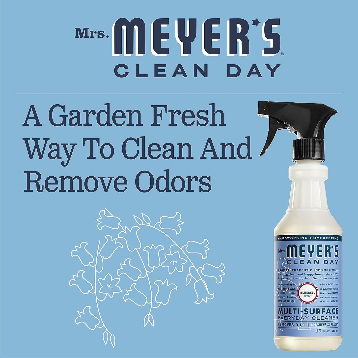 MRS. MEYER'S CLEAN DAY All-Purpose Cleaner Spray, Bluebell, 16 Fl. Oz - Pack of 3