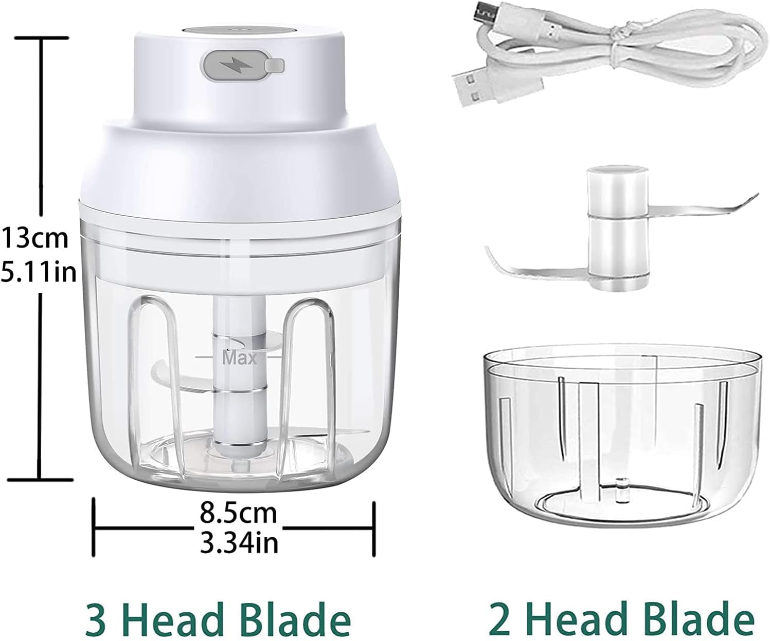 Electric Garlic Chopper, Ripamedar 45W Powerful Motor P