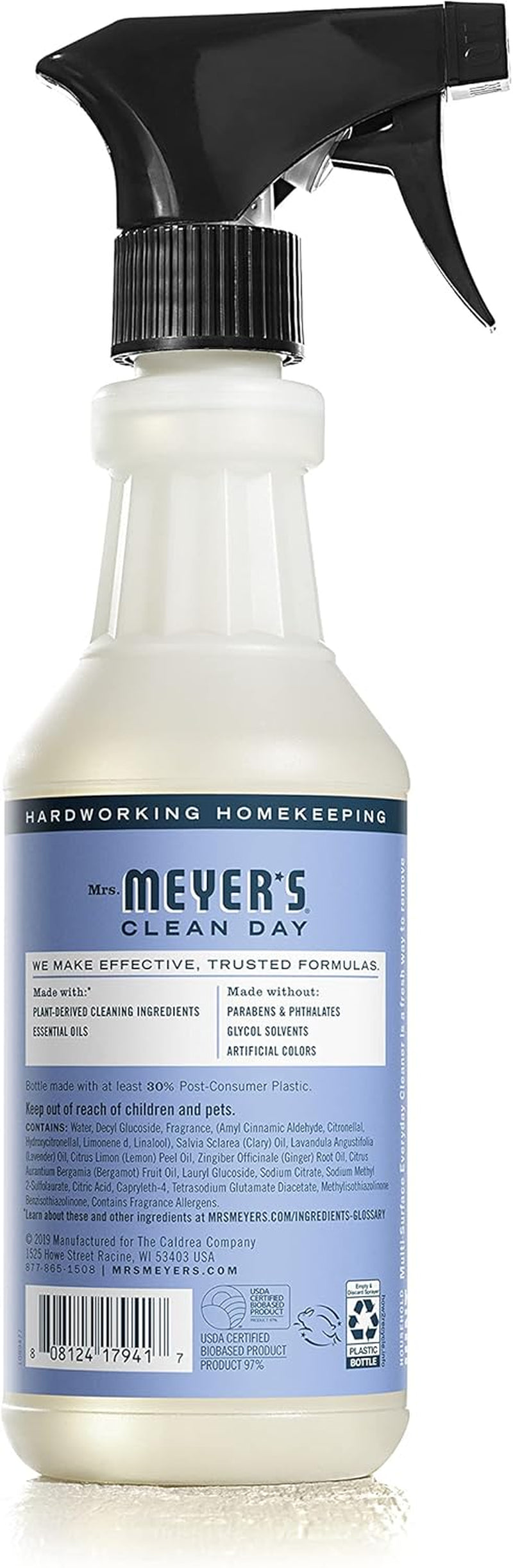 MRS. MEYER'S CLEAN DAY All-Purpose Cleaner Spray, Bluebell, 16 Fl. Oz - Pack of 3