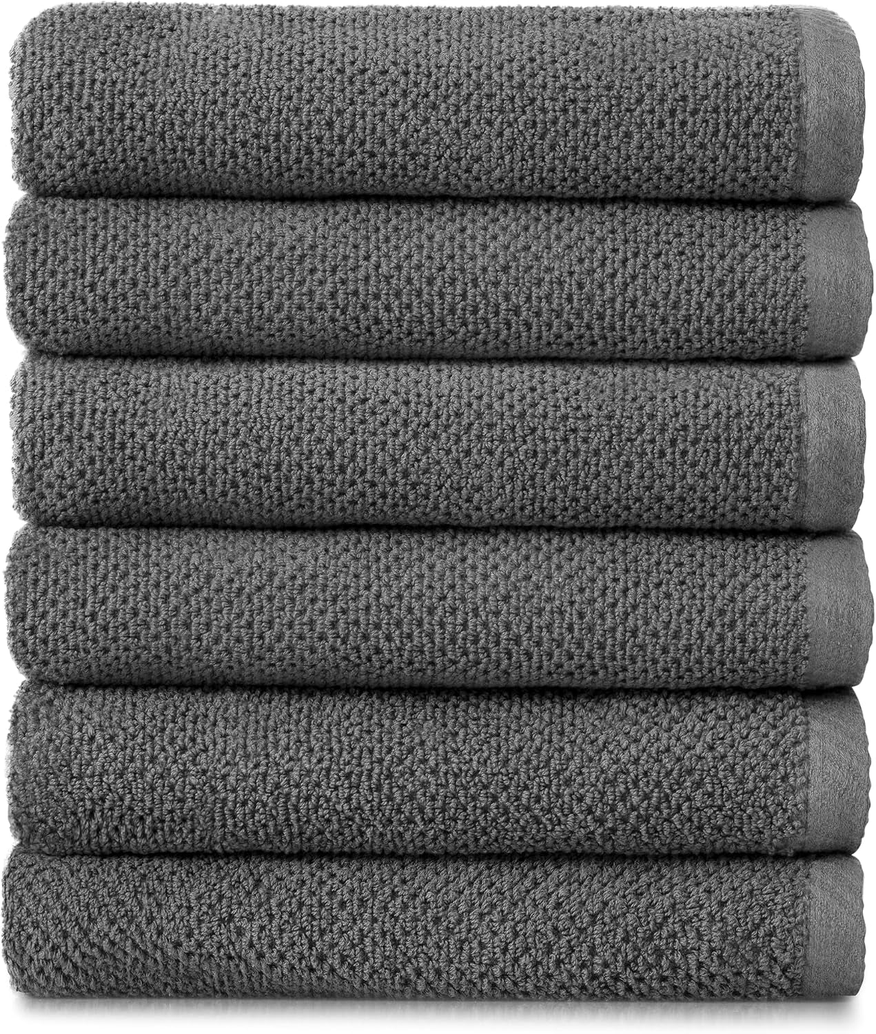 Franklin Premium 6-Pack Charcoal Hand Towels with Popcorn Texture - Luxurious Hotel & Spa Quality, Soft and Absorbent 600 GSM 100% Cotton