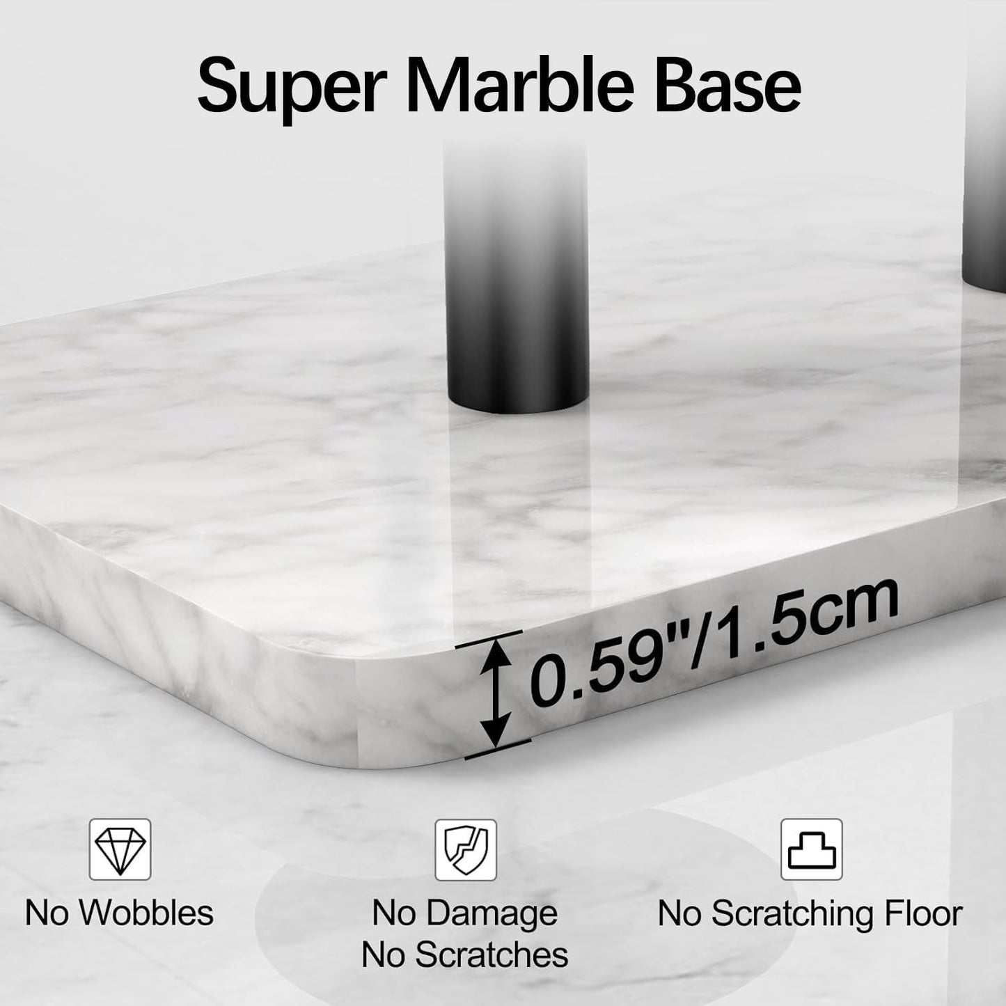 Toilet Paper Holder Stand for Bathroom Floor Standing Toilet Roll Dispenser Storages 4 Reserve Rolls, with Top Storage Shelf for Cell Phones, Wipe, Wallet and More(Marble Black)