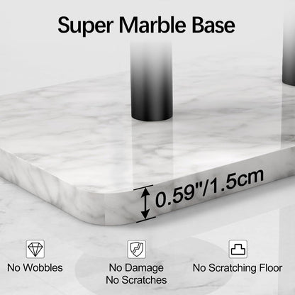 Toilet Paper Holder Stand for Bathroom Floor Standing Toilet Roll Dispenser Storages 4 Reserve Rolls, with Top Storage Shelf for Cell Phones, Wipe, Wallet and More(Marble Black)