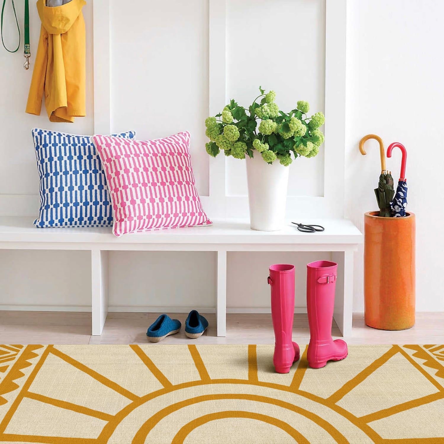 Set of 2 Bohemian Kitchen Mats, Modern Farmhouse Non-Skid Washable Rugs with Rubber Backing for Kitchen Decor (17" x 47" & 17" x 30")