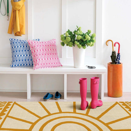 Set of 2 Bohemian Kitchen Mats, Modern Farmhouse Non-Skid Washable Rugs with Rubber Backing for Kitchen Decor (17" x 47" & 17" x 30")