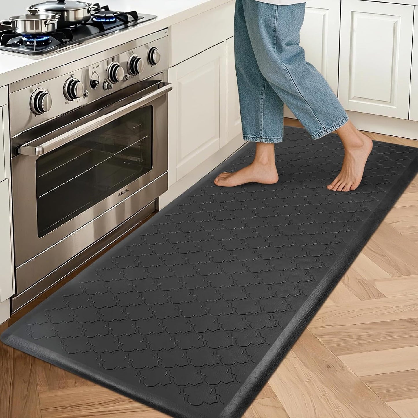 Anti-Fatigue Cushioned Kitchen Mats 20" x 60" | Non-Slip Waterproof Floor Runner Rug, Heavy-Duty Padded Foam Comfort Mat for Standing Desks, Laundry Areas, and Sinks
