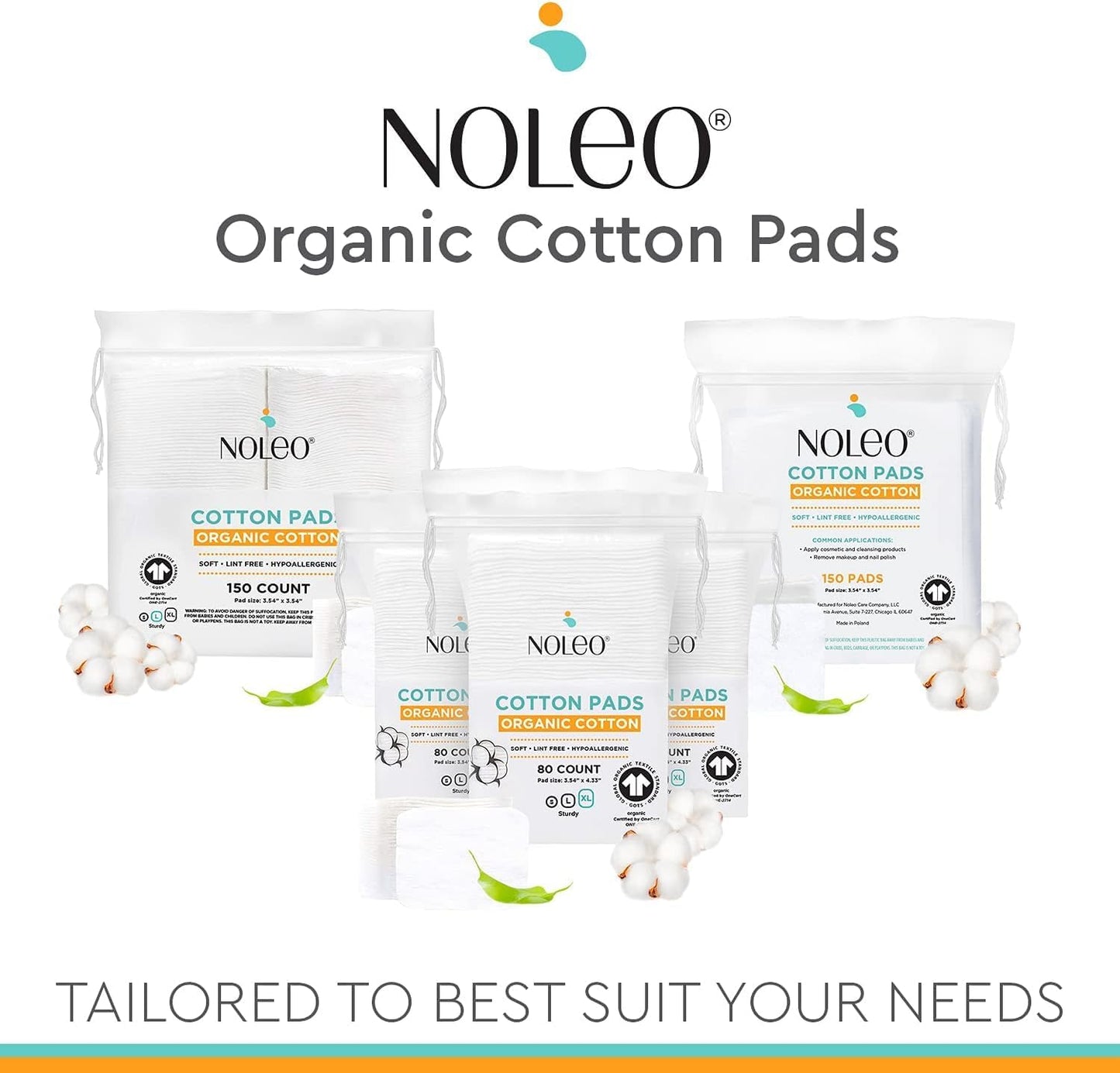 Large Pressed Cotton Rounds and Pads - 150 Count Pack