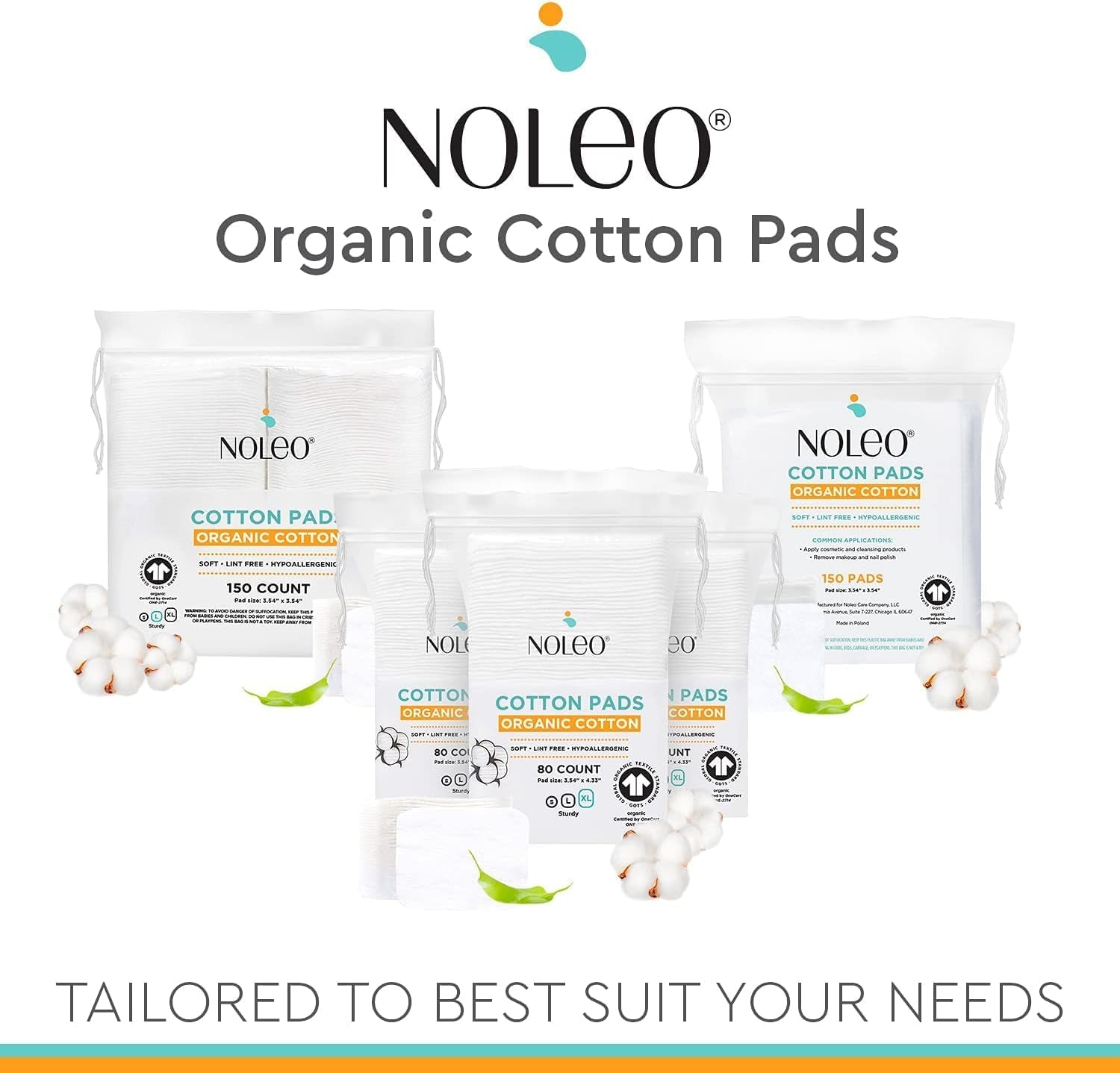 Large Pressed Cotton Rounds and Pads - 150 Count Pack