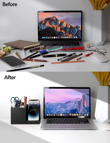 Wireless Charging Pen Holder and Phone Stand, Compatible with iPhone 8-17 Series, Ideal Desk Accessory for Home Office, Perfect Gift for Men, Husbands, Wives, Anniversaries, and Birthdays