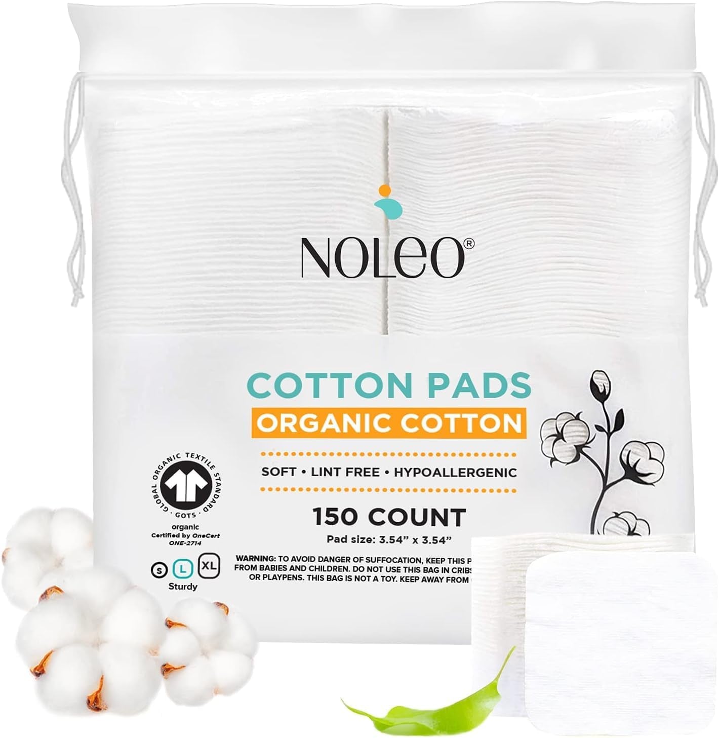 Large Pressed Cotton Rounds and Pads - 150 Count Pack
