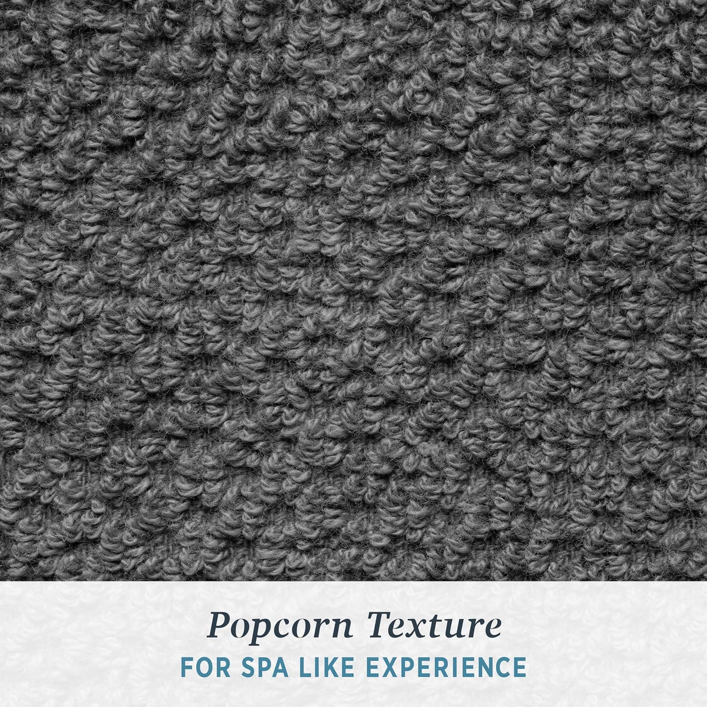 Franklin Premium 6-Pack Charcoal Hand Towels with Popcorn Texture - Luxurious Hotel & Spa Quality, Soft and Absorbent 600 GSM 100% Cotton