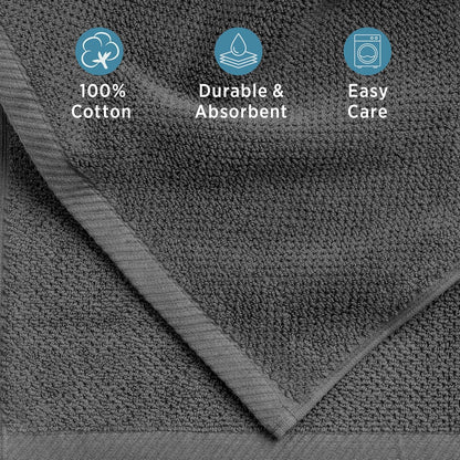 Franklin Premium 6-Pack Charcoal Hand Towels with Popcorn Texture - Luxurious Hotel & Spa Quality, Soft and Absorbent 600 GSM 100% Cotton