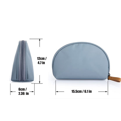 Half Moon Cosmetic Beauty Bag - Travel Makeup Pouch for Women and Girls (Grey-Blue)