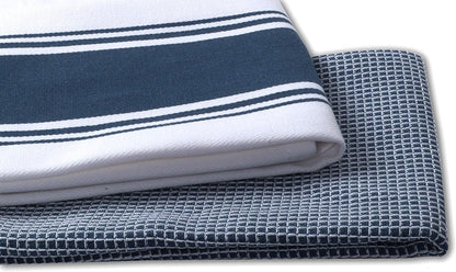 Cotton Kitchen Towels - Set of 4 Ultra Soft Waffle Weave Dish Cloths with Hanging Loop - 20x28 Inch Highly Absorbent and Quick Drying (Blue)