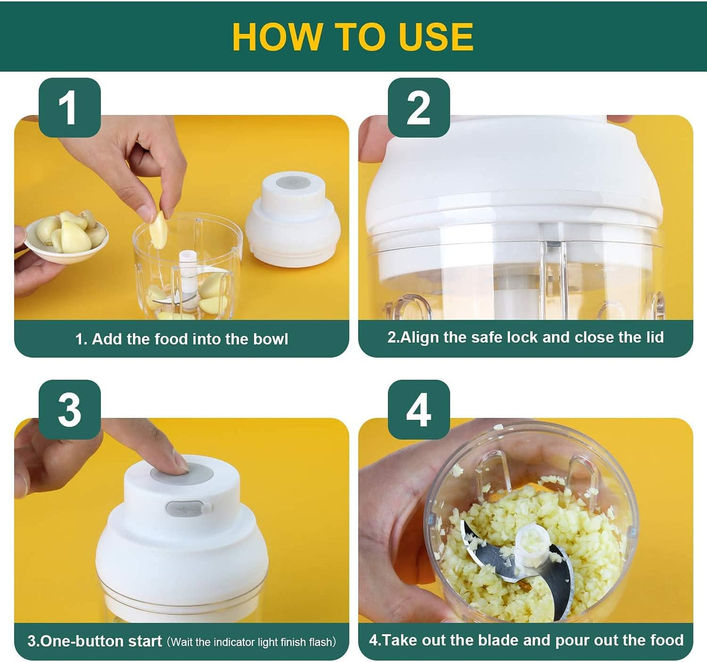 Electric Garlic Chopper, Ripamedar 45W Powerful Motor P