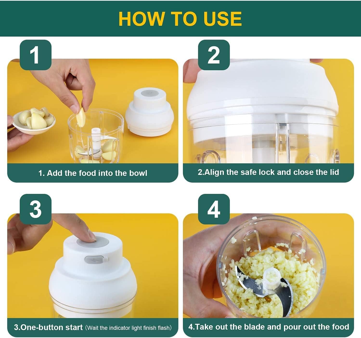 Electric Garlic Chopper, Ripamedar 45W Powerful Motor P