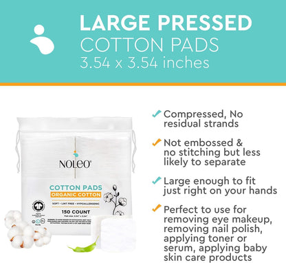 Large Pressed Cotton Rounds and Pads - 150 Count Pack